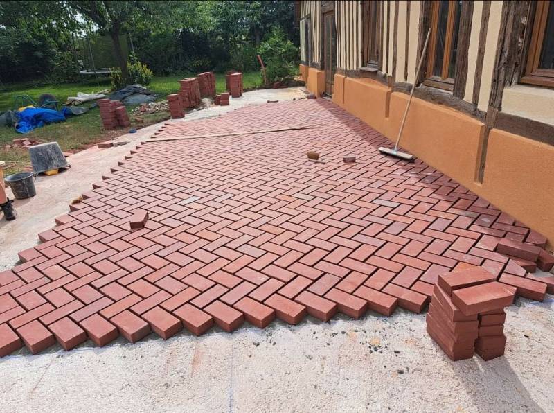 Pose de brique sur la terrasse 